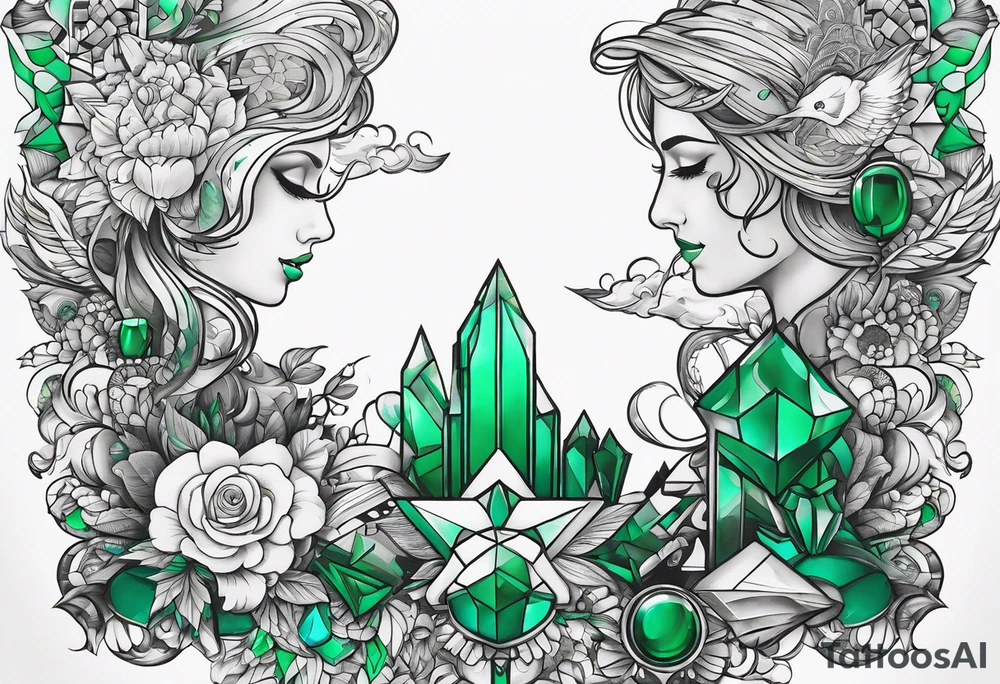 Emerald color Puzzle pieces tattoo idea