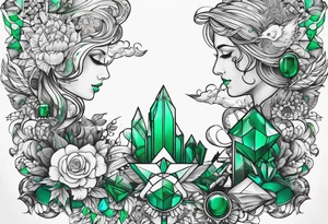 Emerald color Puzzle pieces tattoo idea