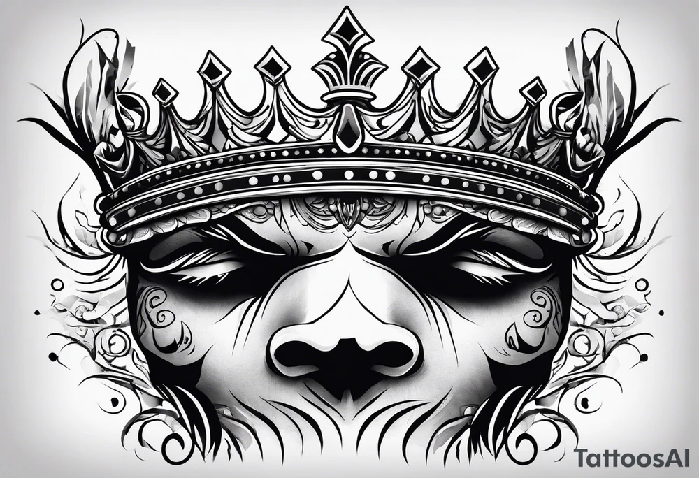 Crown face tattoo idea