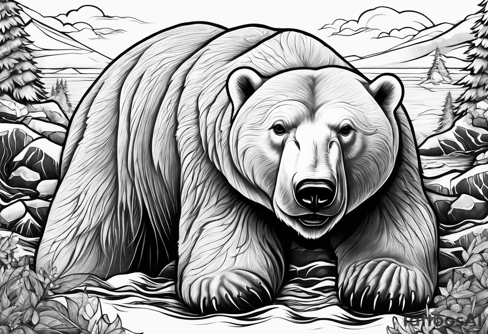 Polar bear killing walrus tattoo idea