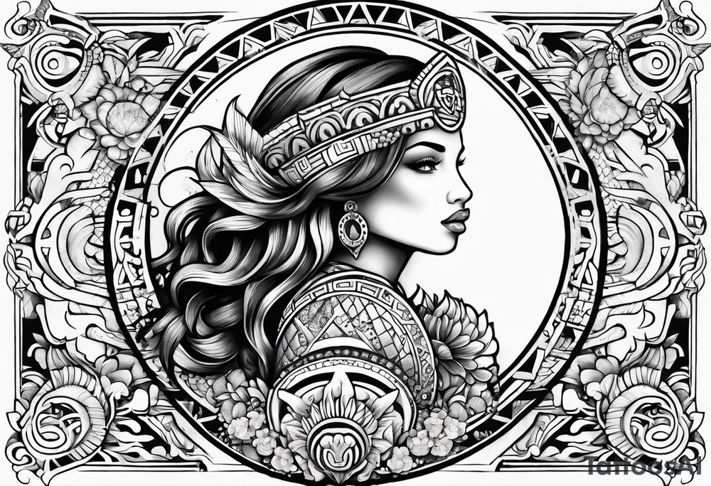 Zodiac Aztec mermaid tattoo idea
