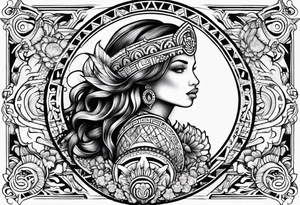 Zodiac Aztec mermaid tattoo idea