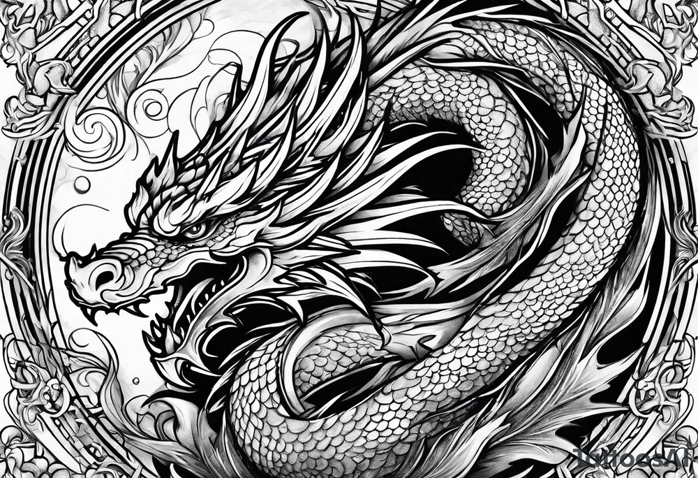 dragon, strength, pisces, water, instinct, phoenix tattoo idea