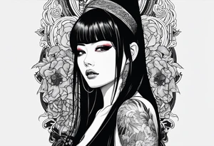 portrait of tomie with gore tattoo idea