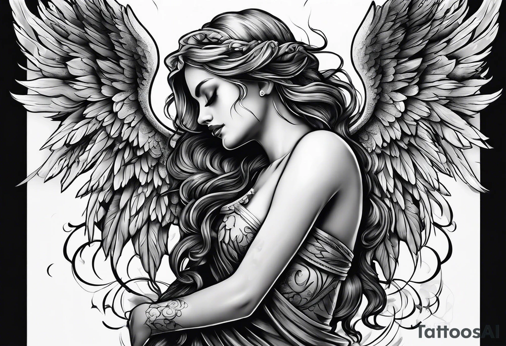 Crying angel tattoo idea