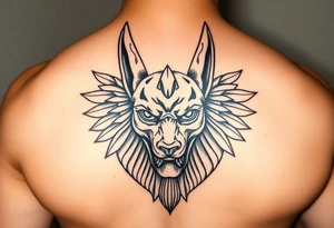 powerful majestic muscle anubis Egyptian god face without eyes tattoo idea