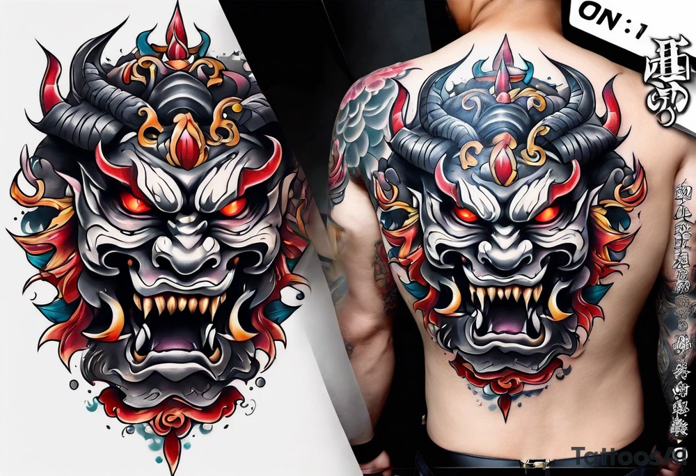 Cyber oni tattoo idea