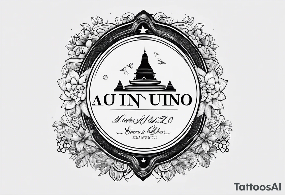 The word Aquino with script font tattoo idea