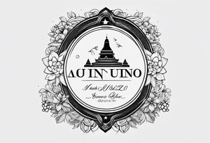 The word Aquino with script font tattoo idea