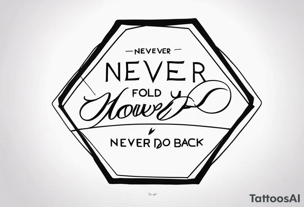 Minimalist design for a small tattoo with quote " never fold never back down" tattoo idea