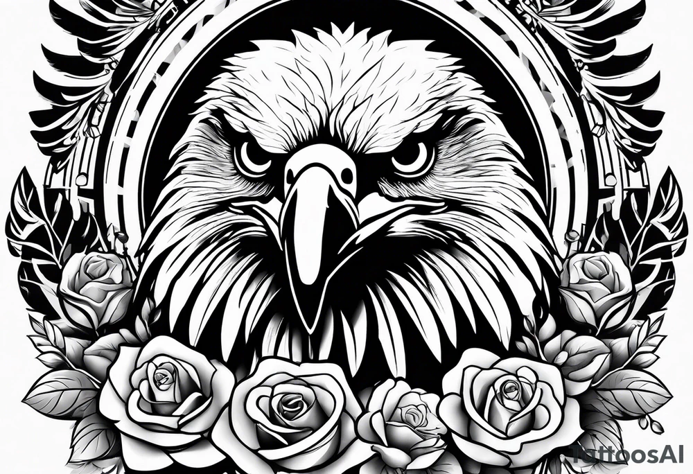 Eagle and rose tattoo idea