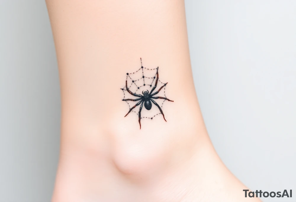 spider web with sillhuette of spider tattoo idea