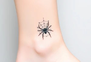 spider web with sillhuette of spider tattoo idea