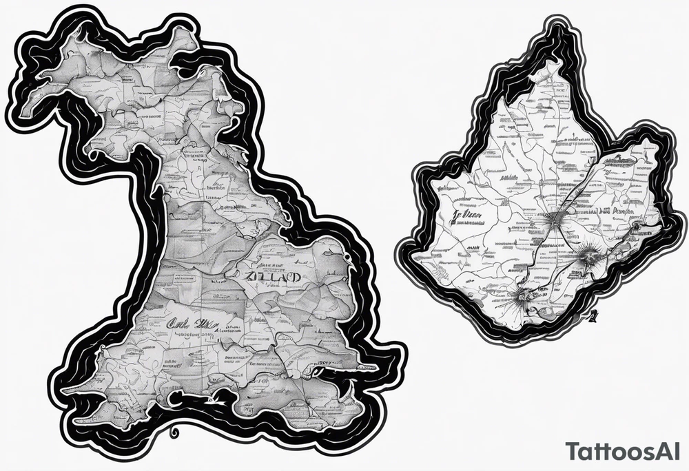 New Zealand map outline behind it and southern cross tattoo idea