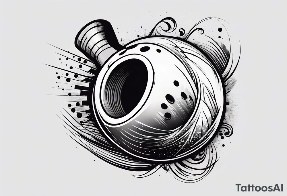 Bowling on bicep showing torn muscles tattoo idea