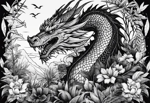 aesthetic jungle with a dragon tattoo idea
