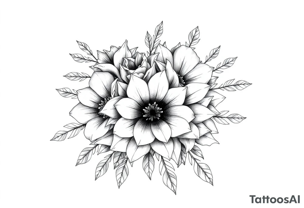 bouquet of flowers tattoo idea
