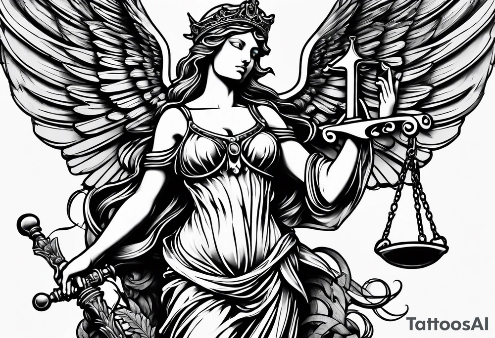 lady justice with wing tattoo idea