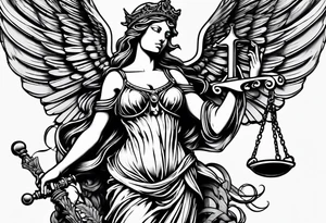 lady justice with wing tattoo idea
