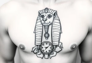 6. Esfinge descompuesta
Rostro de la Gran Esfinge, pero desmoronándose en bloques de piedra o arena flotante.

Puedes combinarlo con un reloj de arena dentro del pecho. tattoo idea