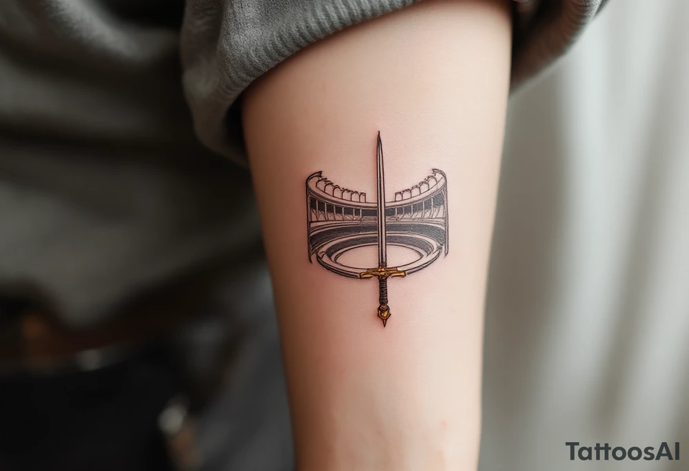 roman gladiator view bach fight sword arena tattoo idea