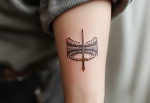 roman gladiator view bach fight sword arena tattoo idea