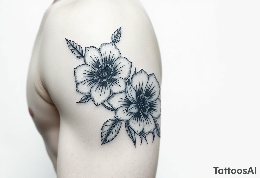 neo traditional flowers tattoo idea