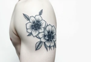 neo traditional flowers tattoo idea