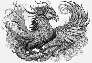 Phoenix bird and dragon tattoo idea
