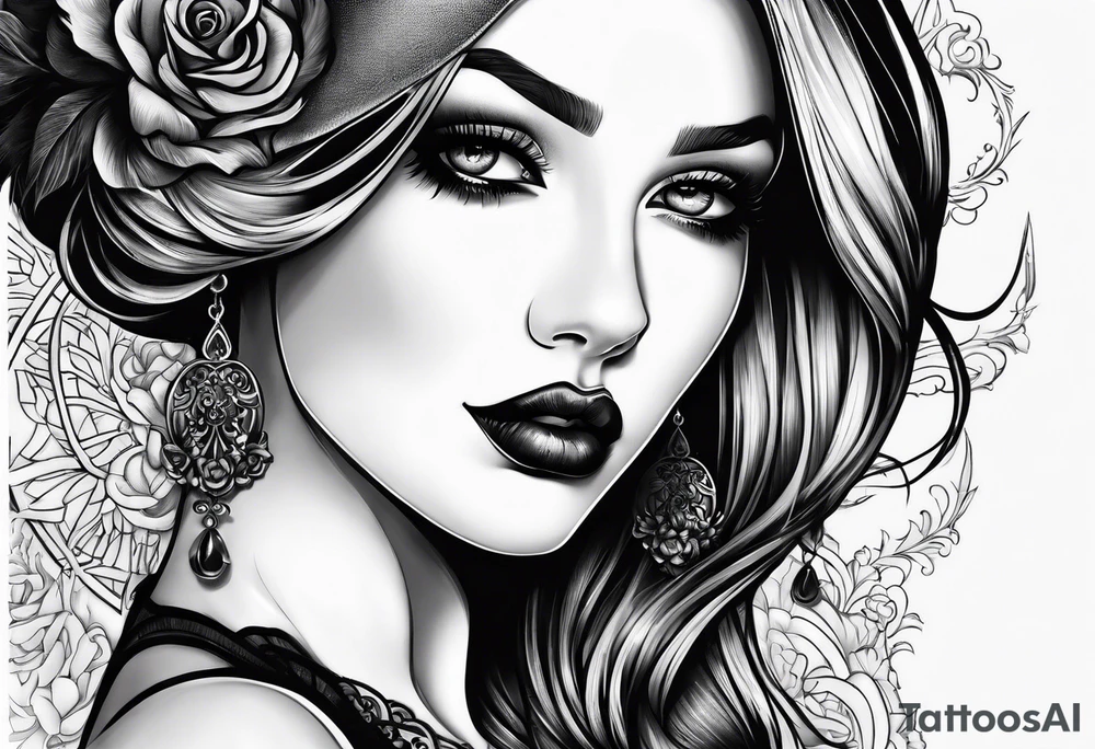 goth girl pinup tattoo idea