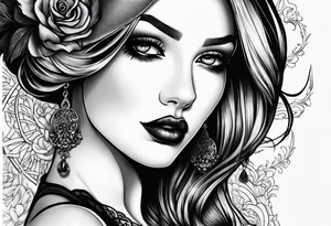goth girl pinup tattoo idea