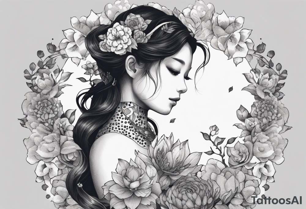 Anime robot covered in flowery vines, forearm tattoo tattoo idea