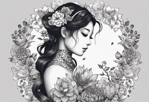 Anime robot covered in flowery vines, forearm tattoo tattoo idea