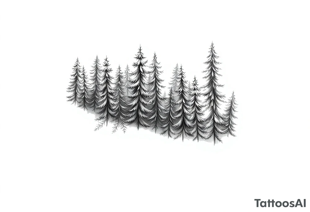 Coniferous forest forearm tattoo sleeve black and grey tattoo idea