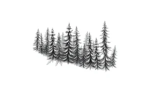 Coniferous forest forearm tattoo sleeve black and grey tattoo idea