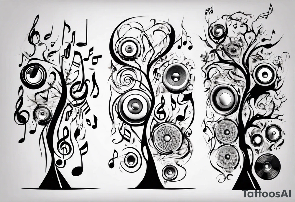 music speaker note tree stave notes tattoo idea