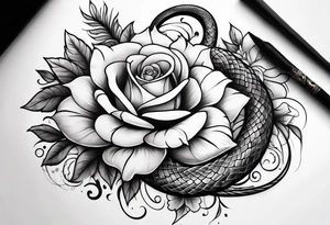 Arm tattoo with a snake and pretty flowers and smoke tattoo idea