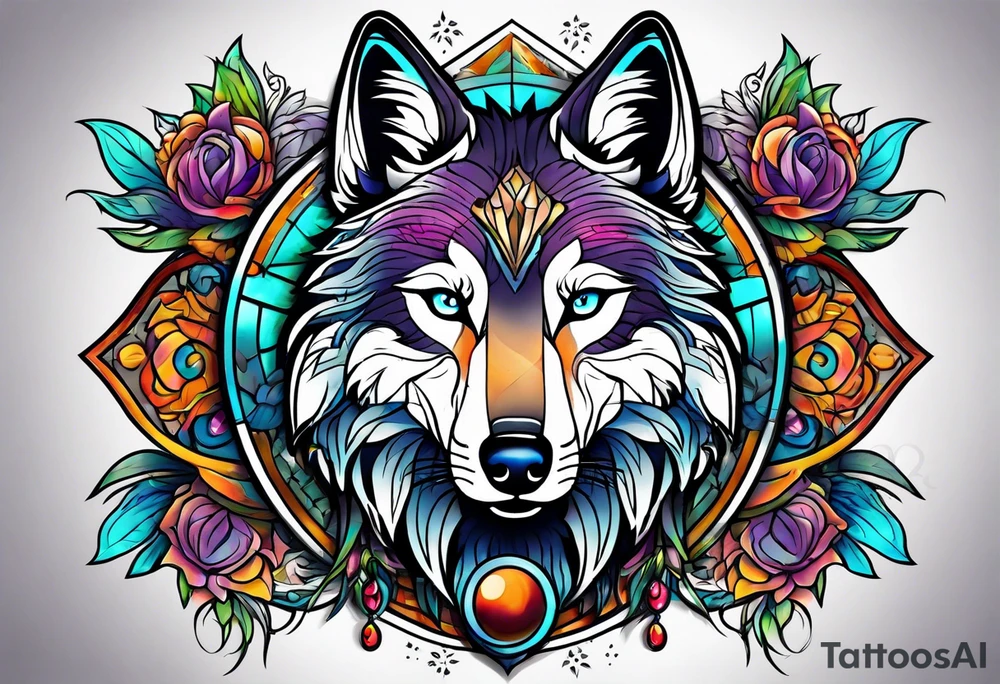 Trippy Wolf tattoo idea