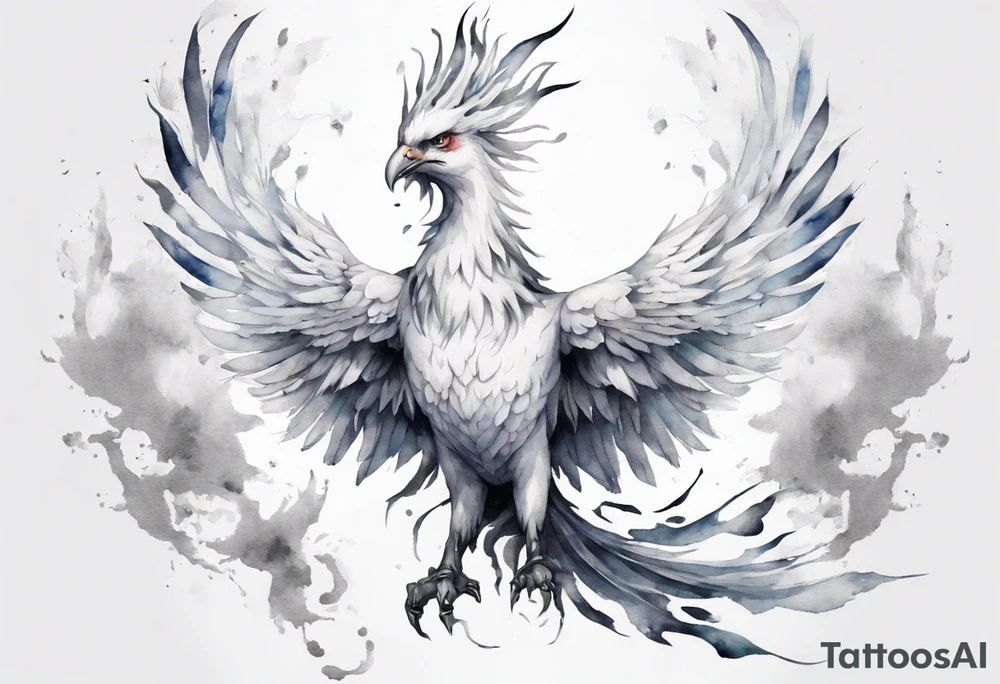 a white phoenix wearing an iron crown tattoo idea