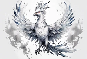a white phoenix wearing an iron crown tattoo idea