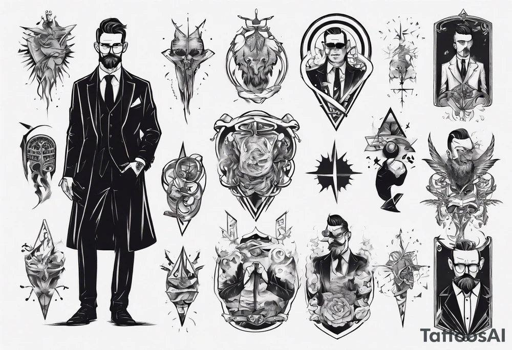 A man wearing a suit and an overcoat tattoo idea
