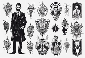 A man wearing a suit and an overcoat tattoo idea