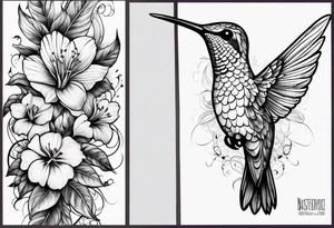 Hummingbird flowers forearm tattoo idea