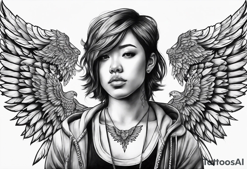 The word Glenn with wings tattoo idea
