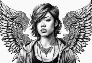 The word Glenn with wings tattoo idea