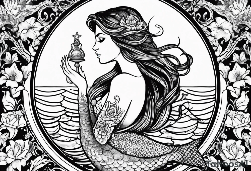 Russian mermaid tattoo idea