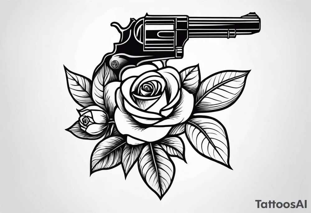 a rose on a pistol tattoo idea