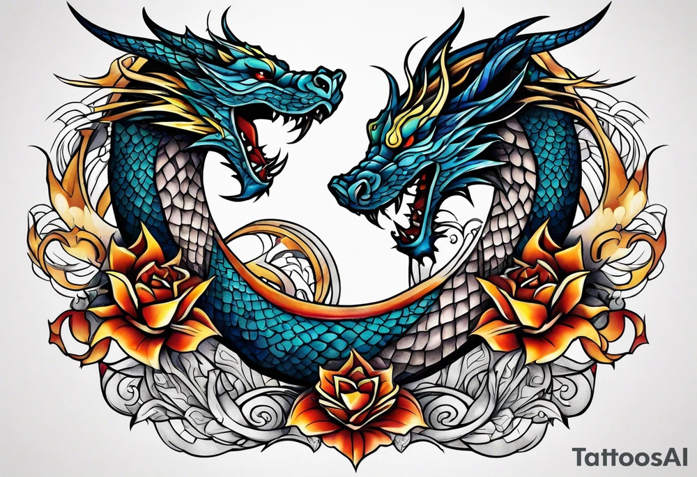 roaring dragons tattoo idea