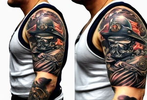 Marine corps veteran full sleeve tattoo idea