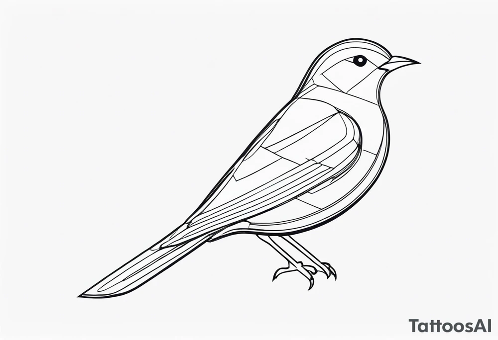 Black and white bird outline tattoo idea